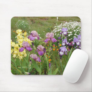Iris irises floral Flowers Cottage Garden Mouse Mat