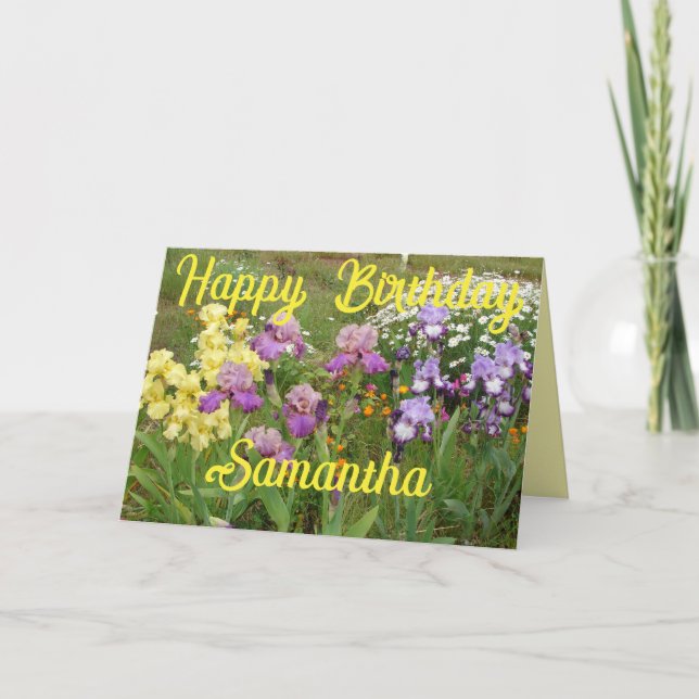 Iris irises floral Flowers Garden Womans Name Card (Front)