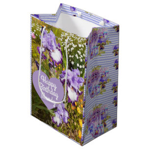 Iris Irises Purple Flower Birthday Girls Name Medium Gift Bag