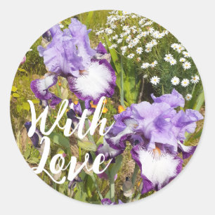 Iris Irises Purple Flower Floral Lavender Love Classic Round Sticker