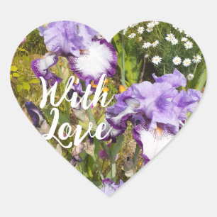 Iris Irises Purple Flower Floral Lavender Love Heart Sticker