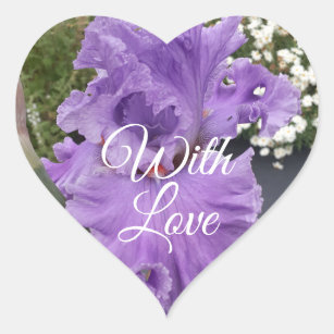 Iris Irises Purple Flower Floral Lavender Square S Heart Sticker