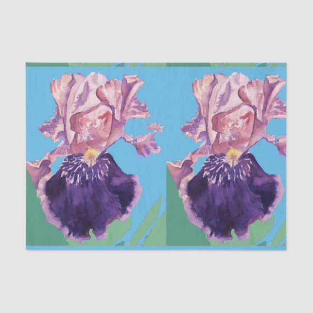Iris Irises Purple Watercolor Floral Flower Tissue Paper (Front)