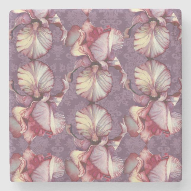 Iris Lace, Vintage Lavender Stone Coaster (Front)