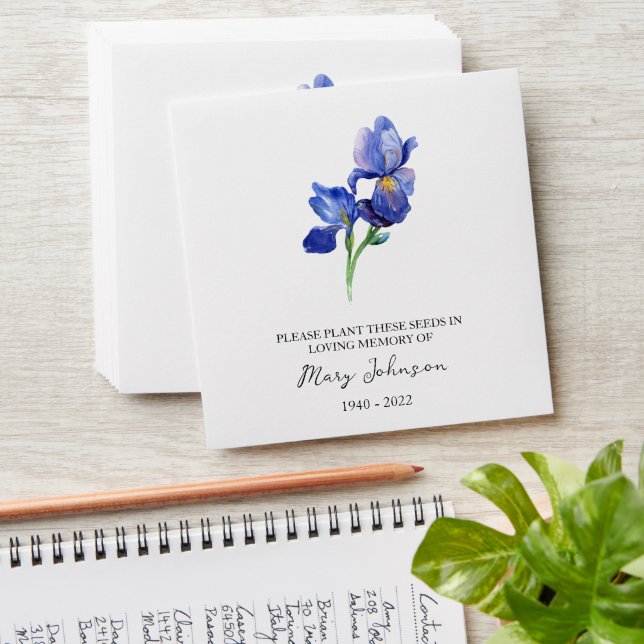 Iris Memorial Funeral Seed Envelope (Stacked)