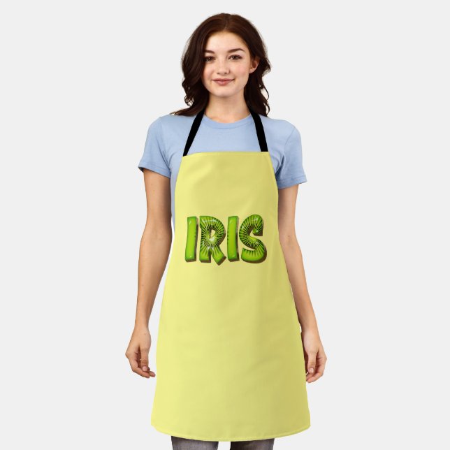 Iris Name Kiwi Design Kitchen apron (Worn)