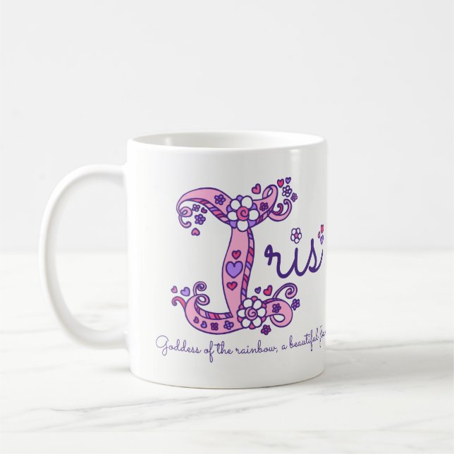 Iris name meaning decorative I monogram mug (Left)