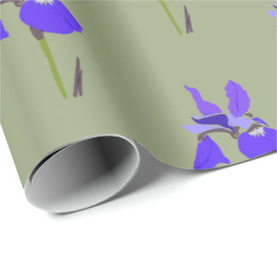 Iris on Green Wrapping Paper