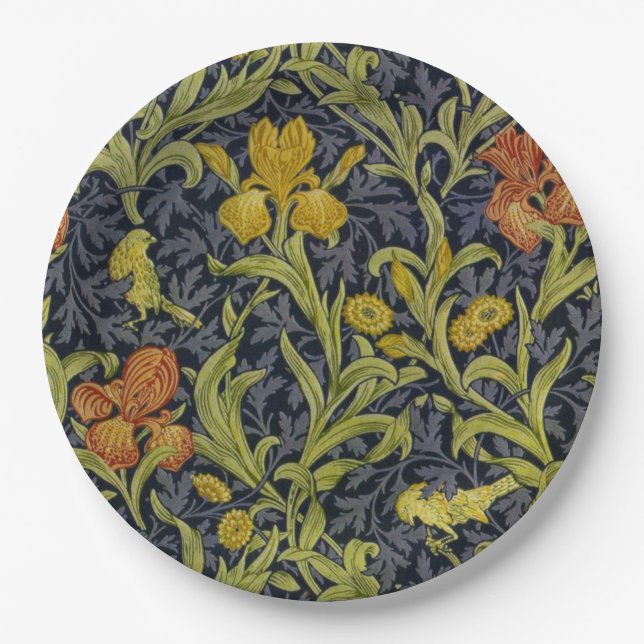 Iris Pattern (by William Morris) Paper Plate (Front)