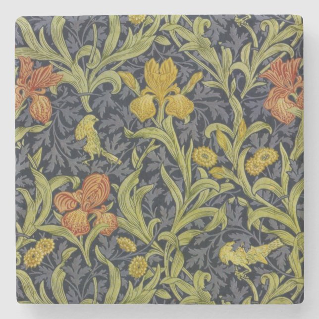 Iris Pattern (by William Morris) Stone Coaster (Front)