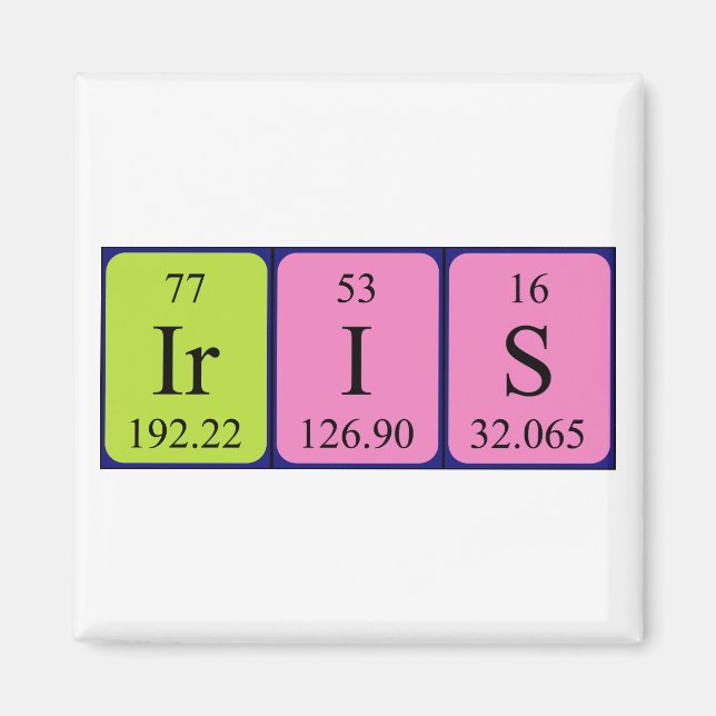Iris periodic table name magnet (Front)