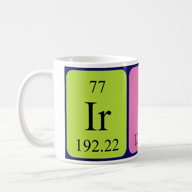 Iris periodic table name mug (Left)