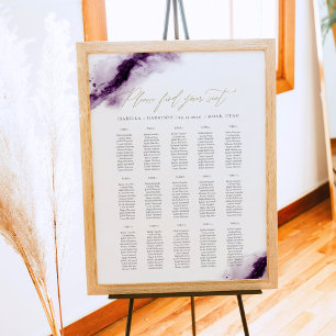 IRIS Plum Purple Watercolor Gold Seating Chart