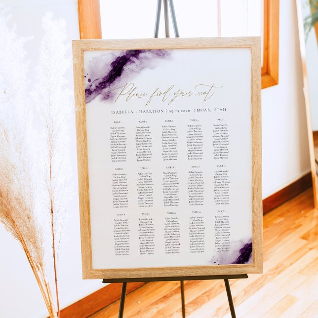 IRIS | Plum Purple Watercolor Gold Seating Chart (Creator Uploaded)