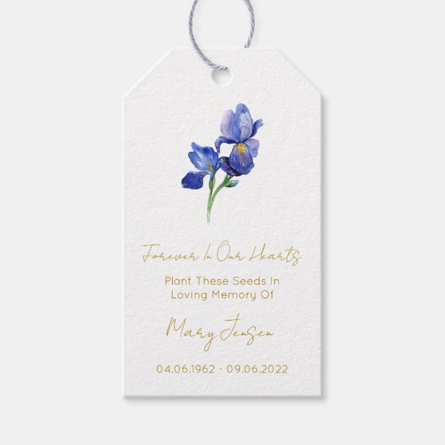 Iris Seed Packet Funeral Gift Tags (Front)