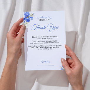 Iris Something Blue Bridal Shower Thank You Card