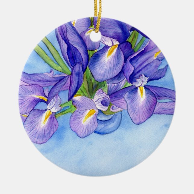 Iris Vase Flower Art Painting Ornament Pendant (Front)