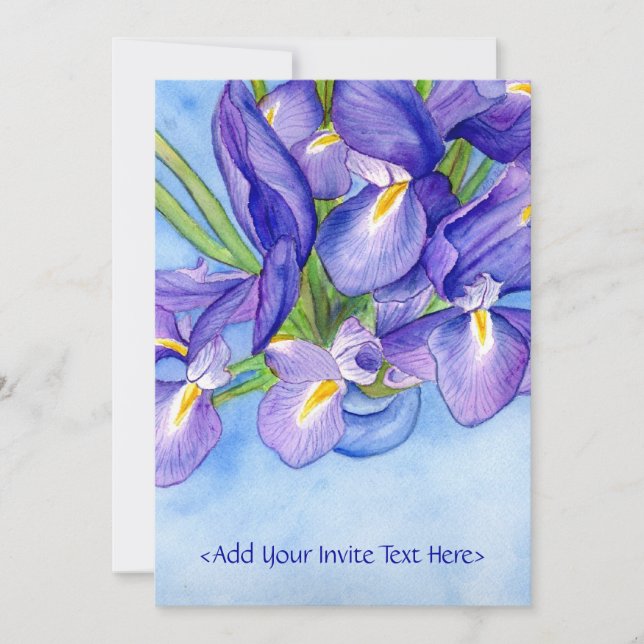 Iris Vase Flower Painting Invitation (Front)