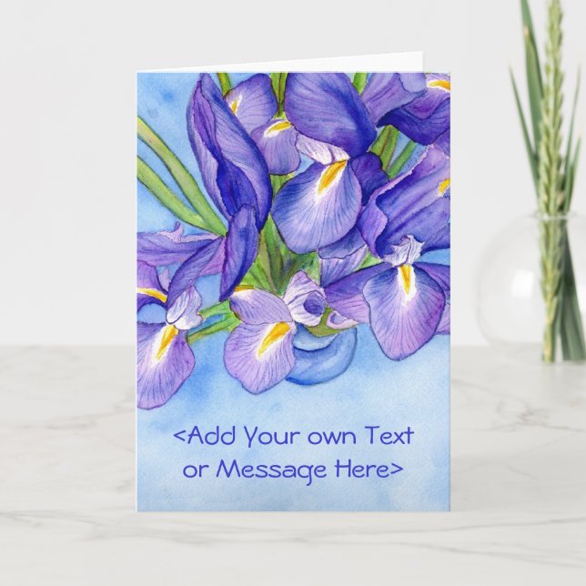 "Iris Vase" Painting Greeting Card (Front)