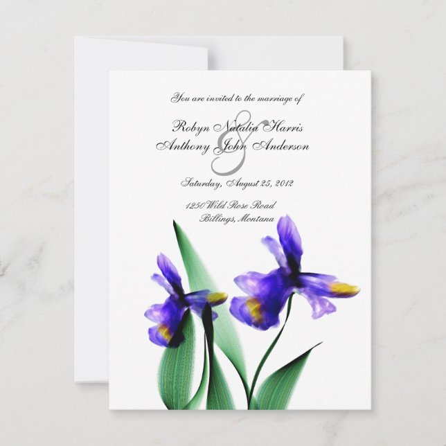 Iris Watercolor Country Garden Wedding Invitation (Front)