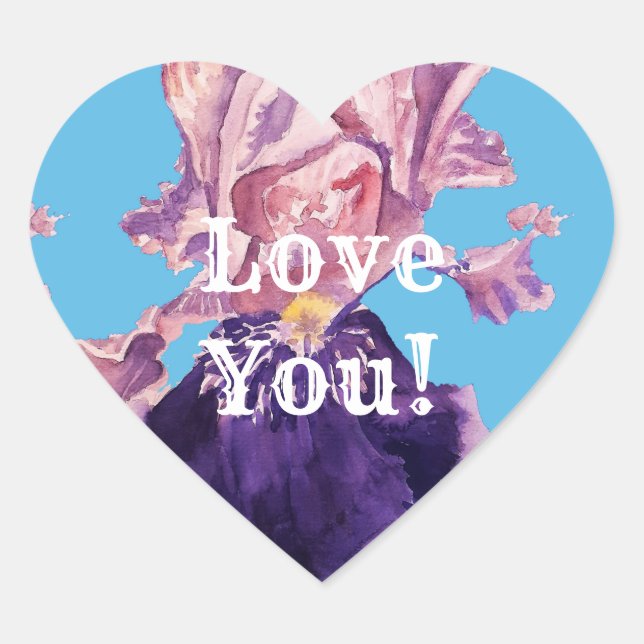 Iris Watercolor flowers floral Love Sticker Set (Front)