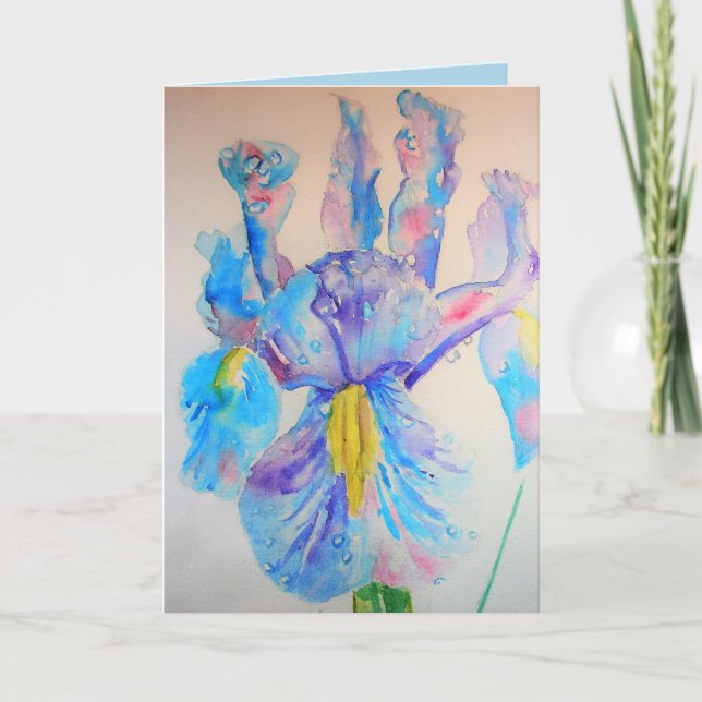 Iris watercolor painting Art floral Birthday Card (Front)