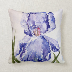 Iris Watercolor painting Purple - Blue Cushion