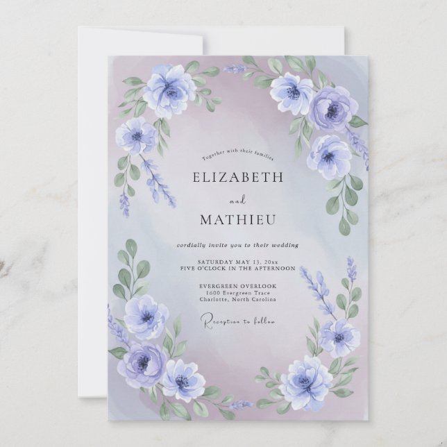 Iris Watercolor Wedding Invitation (Front)