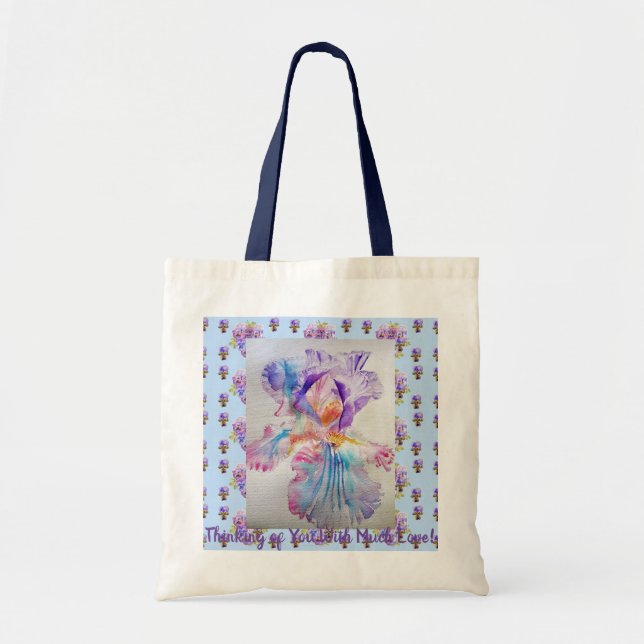 Iris Watercolour floral Thinking of You Tote Bag (Front)
