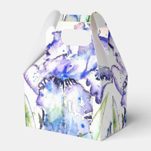 Iris Wedding Cake Favour Box Purple Blue Flowers