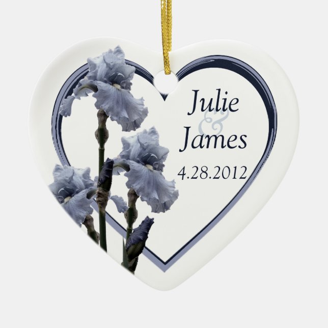 Iris Wedding Favour Ceramic Tree Decoration (Front)