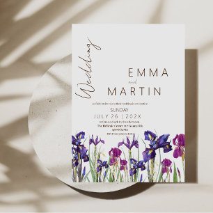  Iris Wedding Flower Wedding Rustic  Invitation