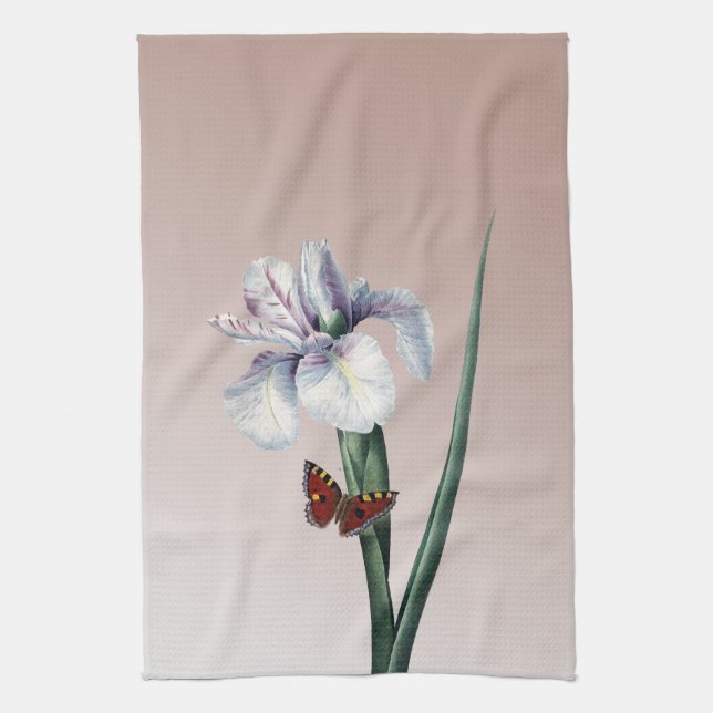 Iris with Butterfly Tea Towel (Vertical)
