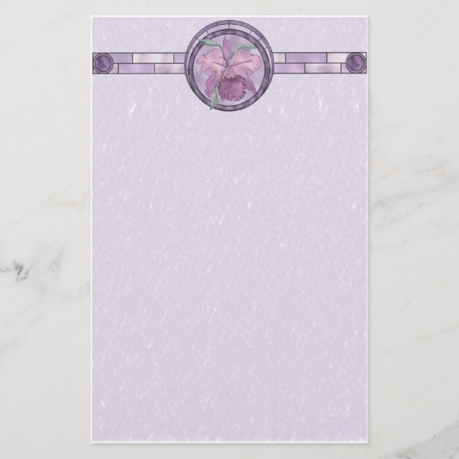 Iris With Stained-Glass Look Stationery (Front)