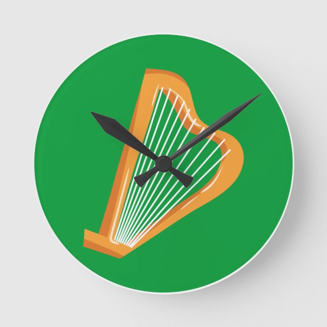 Irische Harfe Irish harp Round Clock (Front)