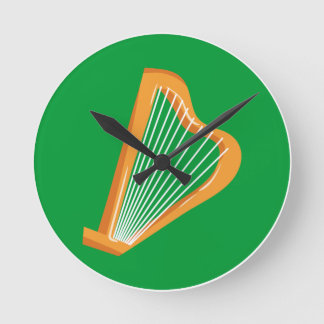 Irische Harfe Irish harp Round Clock