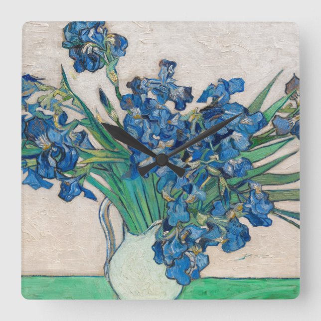 Irises, 1890 by Vincent van Gogh Square Wall Clock (Front)