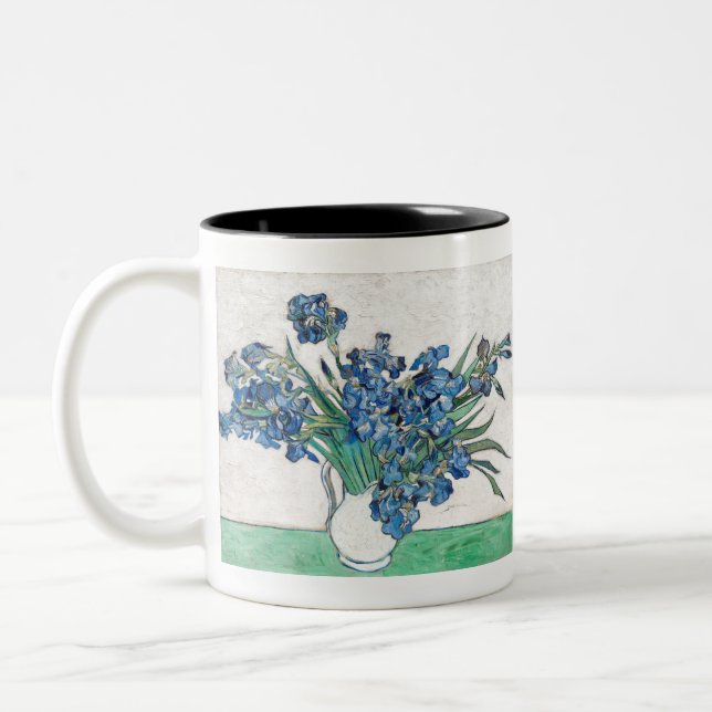 Irises (1890) by Vincent Van Gogh. Two-Tone Coffee Mug (Left)