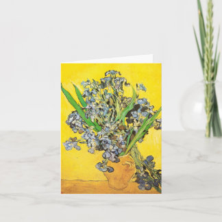 Irises Against Yellow Background Van Gogh Fine Art Card