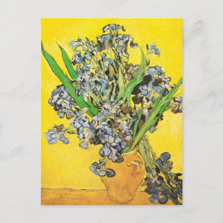 Irises Against Yellow Background Van Gogh Fine Art Postcard