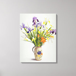 Irises and Lilies in a Dutch Jug Canvas Print