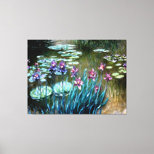 Irises and Water Lilies in the Garden at Giverny Canvas Print