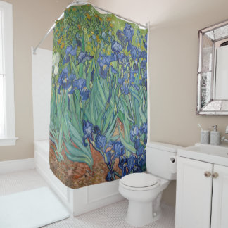 Irises Blue Green Yellow Van Gogh Inspired Shower Curtain