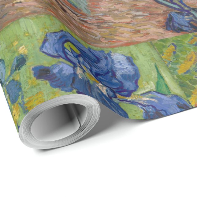 Irises Blue Green Yellow Van Gogh Wrapping Paper (Roll Corner)