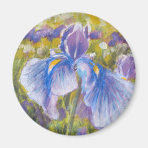 Irises—Blue, purple, yellow-greens—Fridge Magnet