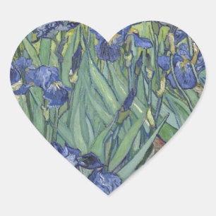Irises by Van Gogh Blue Iris flowers Heart Sticker
