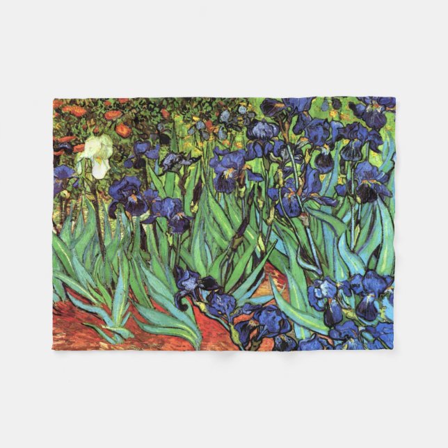 Irises by Van Gogh Fine Art Fleece Blanket (Front (Horizontal))