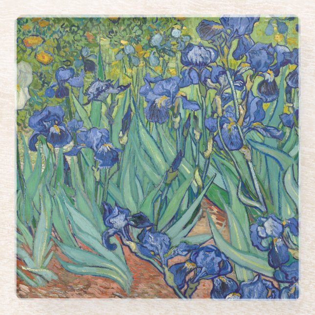 Irises by Van Gogh Glass Coaster (Front)