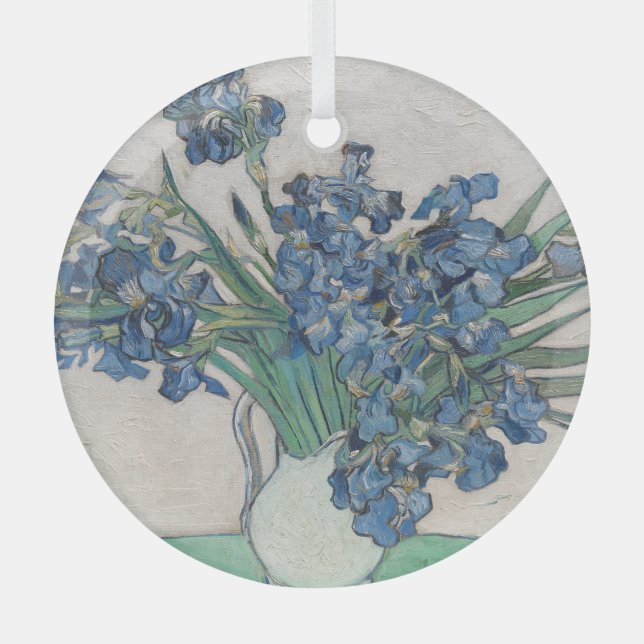 Irises by van Gogh:  Glass Tree Decoration (Front)
