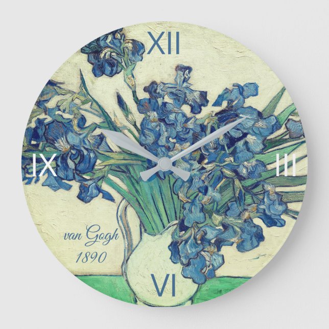 Irises by van Gogh:  Large Clock (Front)